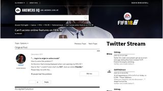 
                            2. Solved: Can't access online features on FIFA 18 - Answer HQ