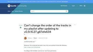 
                            12. Solved: Can't change the order of the tracks in my playlis ...