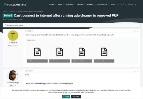 
                            6. Solved - Can't connect to internet after running adwcleaner to ...