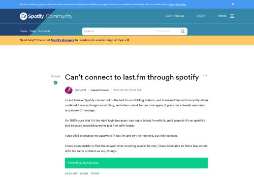 
                            9. Solved: Can't connect to last.fm through spotify - The Spotify ...