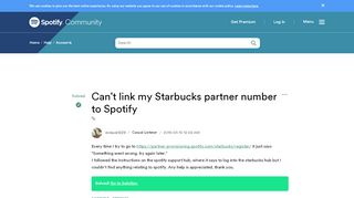 
                            10. Solved: Can't link my Starbucks partner number to Spotify - The ...