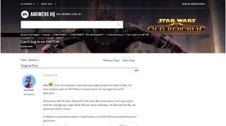 
                            3. Solved: Can't log in on SWTOR - Answer HQ