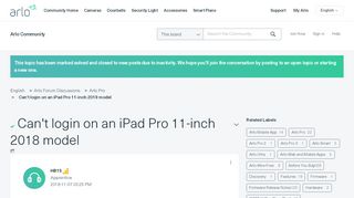
                            11. Solved: Can't login on an iPad Pro 11-inch 2018 model - Arlo ...