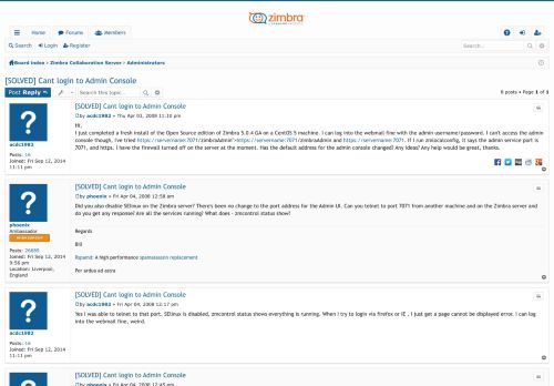 
                            8. [SOLVED] Cant login to Admin Console - Zimbra Forums