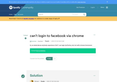 
                            8. Solved: can't login to facebook via chrome - The Spotify Community