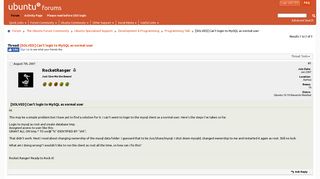 
                            3. [SOLVED] Can't login to MySQL as normal user - Ubuntu Forums