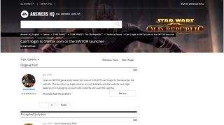 
                            7. Solved: Can't login to SWTor.com or the SWTOR launcher - Answer HQ