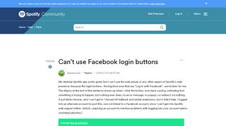 
                            10. Solved: Can't use Facebook login buttons - The Spotify Community