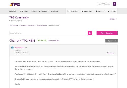 
                            12. Solved: Chariot > TPG NBN - TPG Community