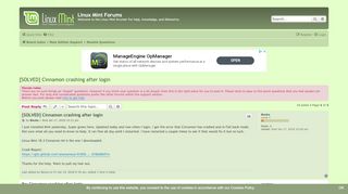 
                            1. [SOLVED] Cinnamon crashing after login - Linux Mint Forums