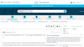 
                            8. Solved: Cisco IM Presence 10.1 on login databas... - Cisco Community