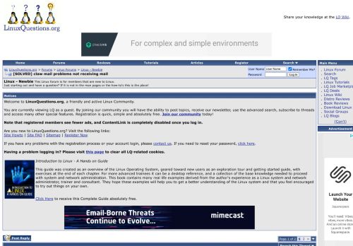 
                            12. [SOLVED] claw mail problems not receiving mail - LinuxQuestions