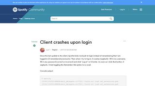 
                            13. Solved: Client crashes upon login - The Spotify Community