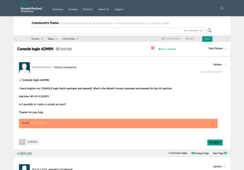 
                            1. Solved: Console login ADMIN - Hewlett Packard Enterprise Community