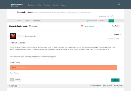 
                            2. Solved: Console Login Issue - Hewlett Packard Enterprise Community