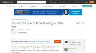 
                            5. [SOLVED] Correct DNS records for redirecting to O365 login ...