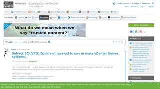 
                            7. SOLVED: Could not connect to one or more vCente... |VMware Communities
