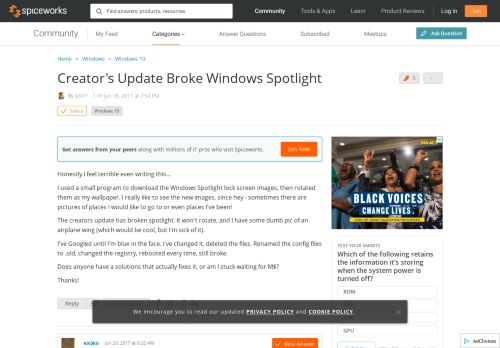
                            5. [SOLVED] Creator's Update Broke Windows Spotlight - Windows 10 ...