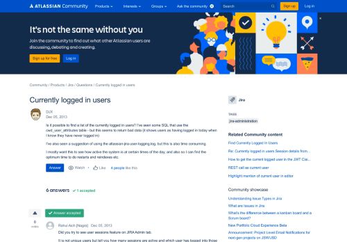 
                            5. Solved: Currently logged in users - Atlassian Community