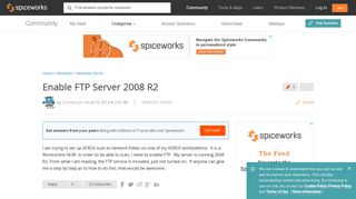 
                            10. [SOLVED] Enable FTP Server 2008 R2 - Windows Server - Spiceworks ...
