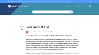 
                            5. Solved: Error Code 11 & 13 - The Spotify Community