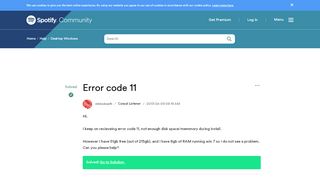 
                            5. Solved: Error code 11 - The Spotify Community