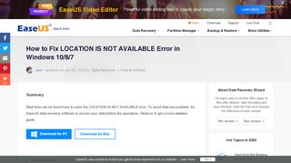 
                            10. Solved Error 'LOCATION IS NOT AVAILABLE' in Windows 10/8/7 ...