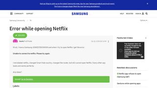 
                            10. Solved: Error while opening Netflix - Samsung Community