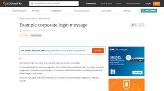 
                            3. [SOLVED] Example corporate login message - Best Practices ...