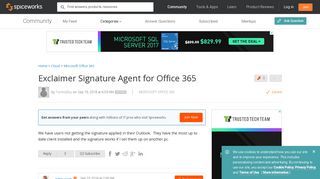 
                            11. [SOLVED] Exclaimer Signature Agent for Office 365 - Spiceworks ...
