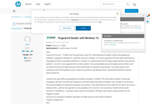 
                            1. Solved: Fingerprint Reader with Windows 10 - HP Support ...