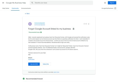 
                            4. Solved: Forgot Google Account linked to my business - The Google ...