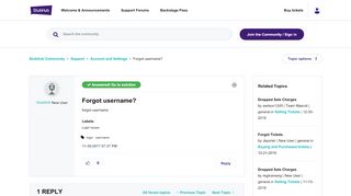 
                            6. Solved: Forgot username? - StubHub Community