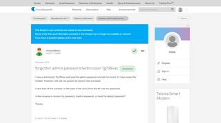 
                            8. Solved: forgotton admin password technicolor Tg799vac - Telstra ...