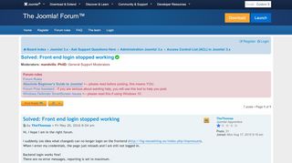 
                            1. Solved: Front end login stopped working - Joomla! Forum ...