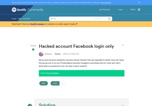 
                            11. Solved: Hacked account Facebook login only - The Spotify Community