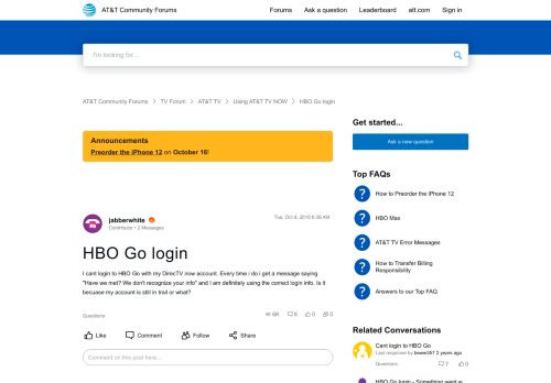 
                            13. Solved: HBO Go login - AT&T Community