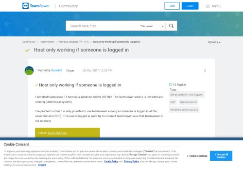 
                            13. Solved: Host only working if someone is logged in - TeamViewer ...