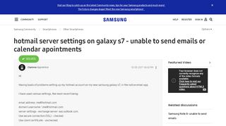 
                            4. Solved: hotmail server settings on galaxy s7 - unable to send emails or ...