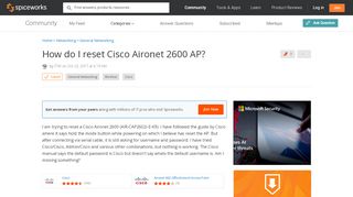 
                            12. [SOLVED] How do I reset Cisco Aironet 2600 AP? - Networking ...