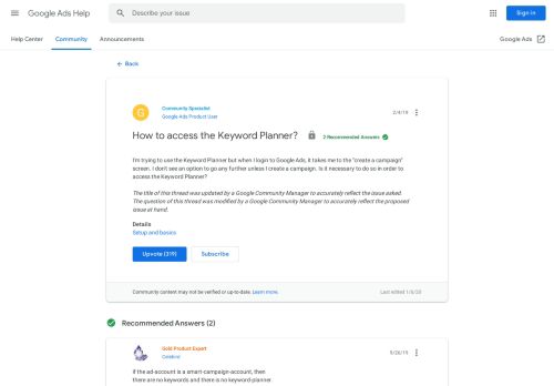 
                            5. Solved: How to access the Keyword Planner? [Updated] - The Google ...