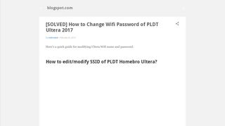 
                            11. [SOLVED] How to Change Wifi Password of PLDT Ultera 2017