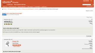 
                            5. [SOLVED] How to check when was last login? - Ubuntu Forums