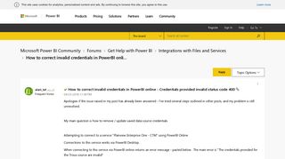 
                            10. Solved: How to correct invalid credentials in PowerBI onli ...