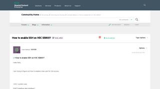 
                            1. Solved: How to enable SSH on H3C S5800? - Hewlett Packard ...