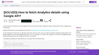 
                            12. [SOLVED] How to fetch Analytics details using Google API? | Zyxware ...