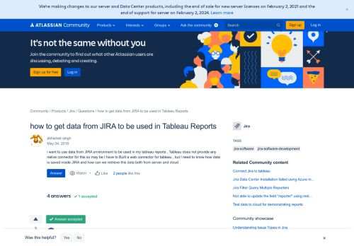 
                            13. Solved: how to get data from JIRA to be used in Tableau Re...