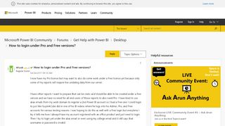 
                            5. Solved: How to login under Pro and Free versions? - Microsoft ...