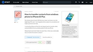 
                            8. SOLVED: How to transfer contacts from windows phone to iPhone 6S ...