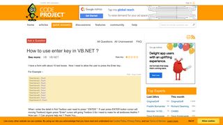 
                            5. [Solved] How to use enter key in VB.NET ? - CodeProject